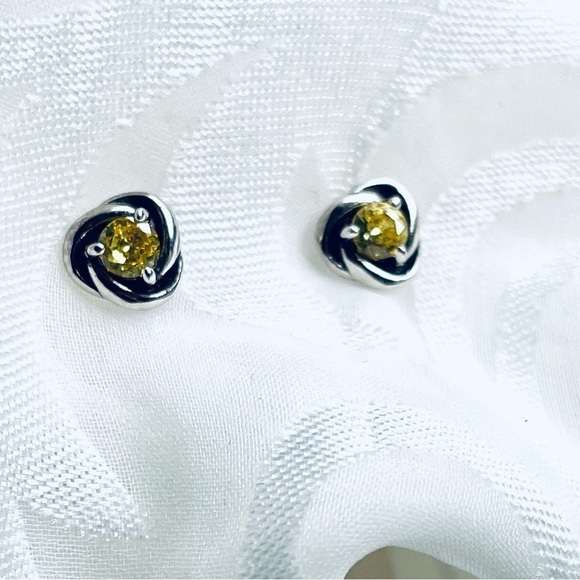 NWOT Sterling Silver 925 Yellow Fashion Stud Earrings - Picture 3 of 6